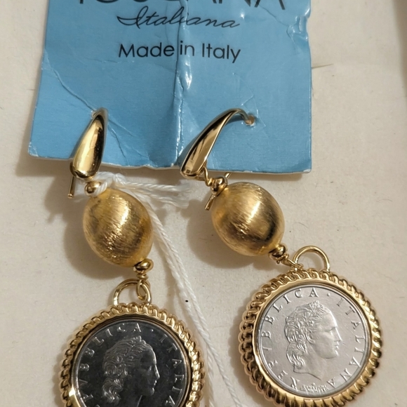 Vintage Toscana Coin Earrings - Picture 2 of 7